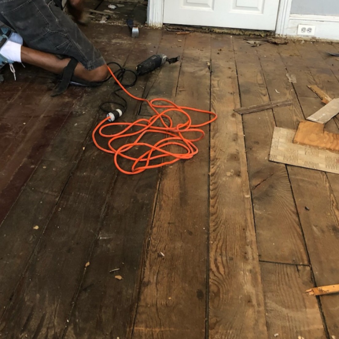 Before: Floor Refinishing Project - Worn floors professionally refinished and restored